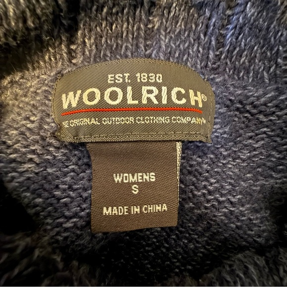 Woolrich | Heather Blue Split Button Cowl Neck Sweater | Sz S - Picture 7 of 9